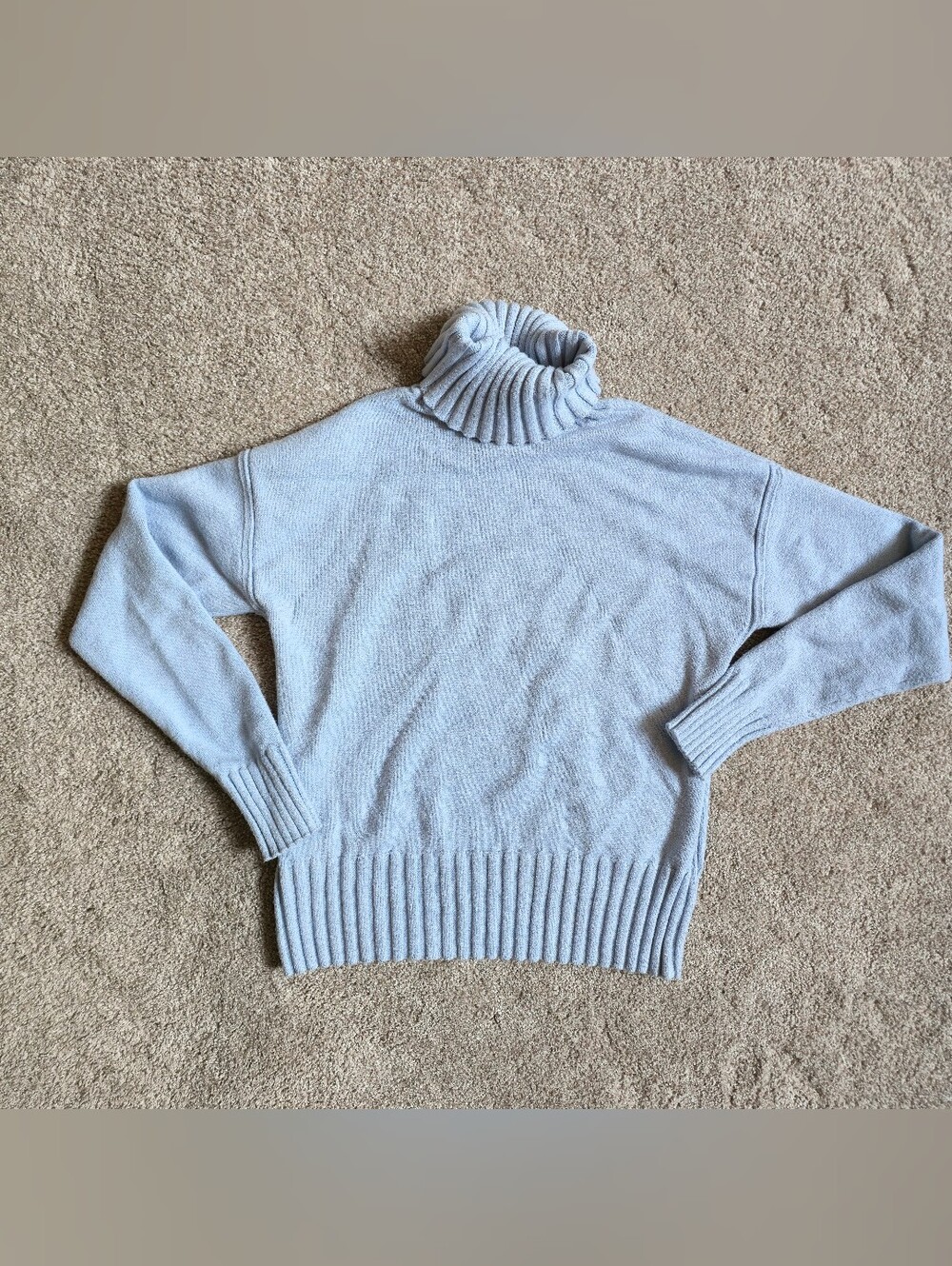 Banana Republic Ribbed Chunky Knit Turtleneck Pullover Blue Size Small